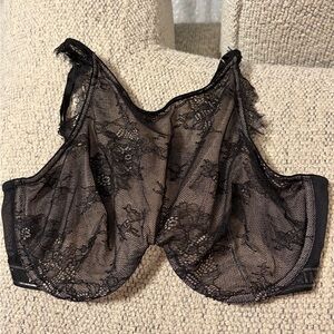 Victoria’s Secret Black Lace Sheer Bra 34DD Unlined Sexy
